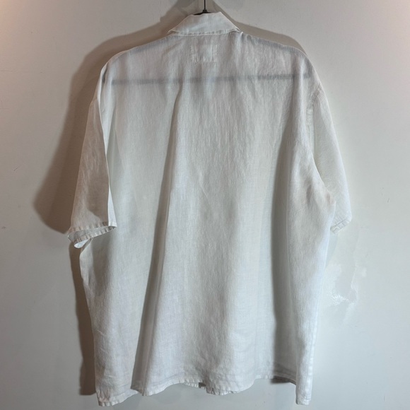 FLAX Sz XXL (estimated) Linen Shirt Grey Fabric Covered Buttons Patch Pockets - Picture 6 of 8